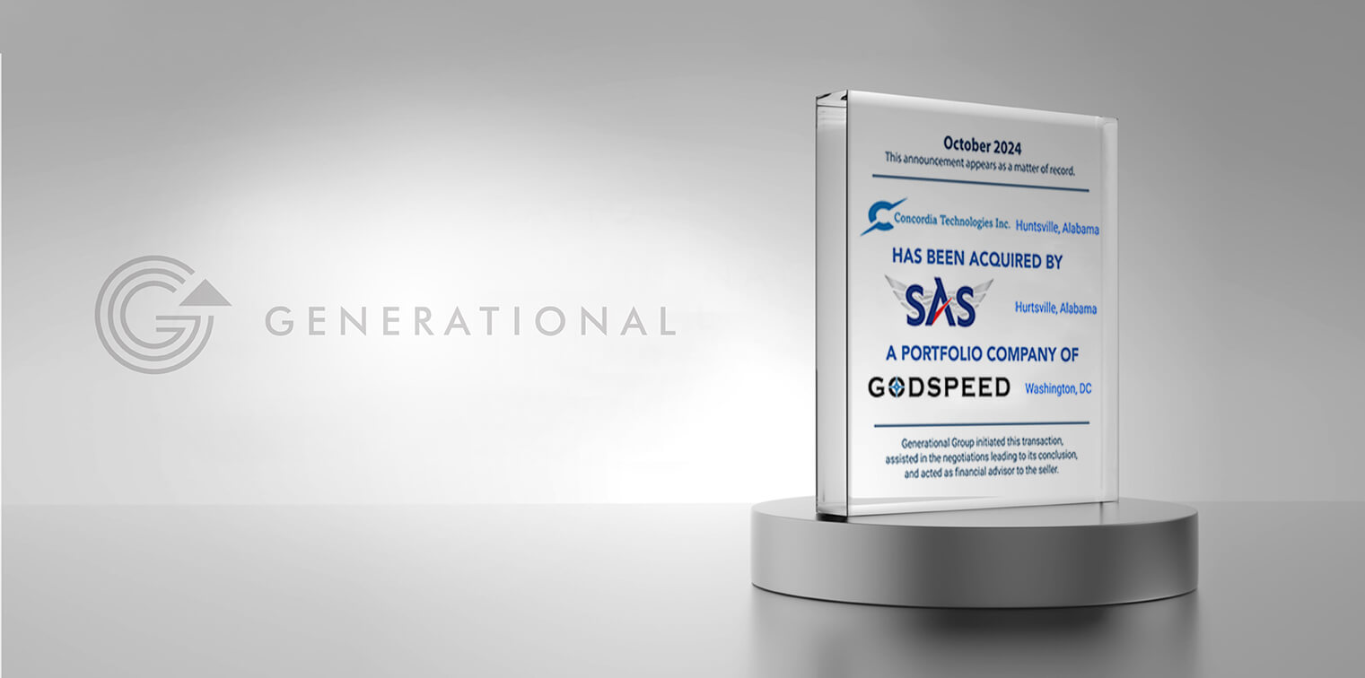 Generational Group Advises Concordia Technologies in its Sale to Special Aerospace Services (“SAS”), a Godspeed Capital Management LP (“Godspeed Capital”) Backed Platform